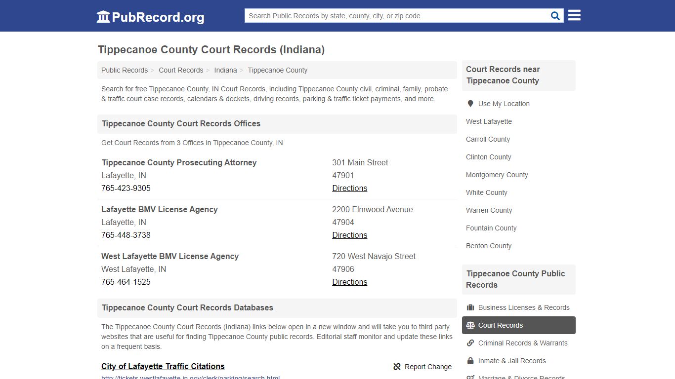 Free Tippecanoe County Court Records (Indiana Court Records)