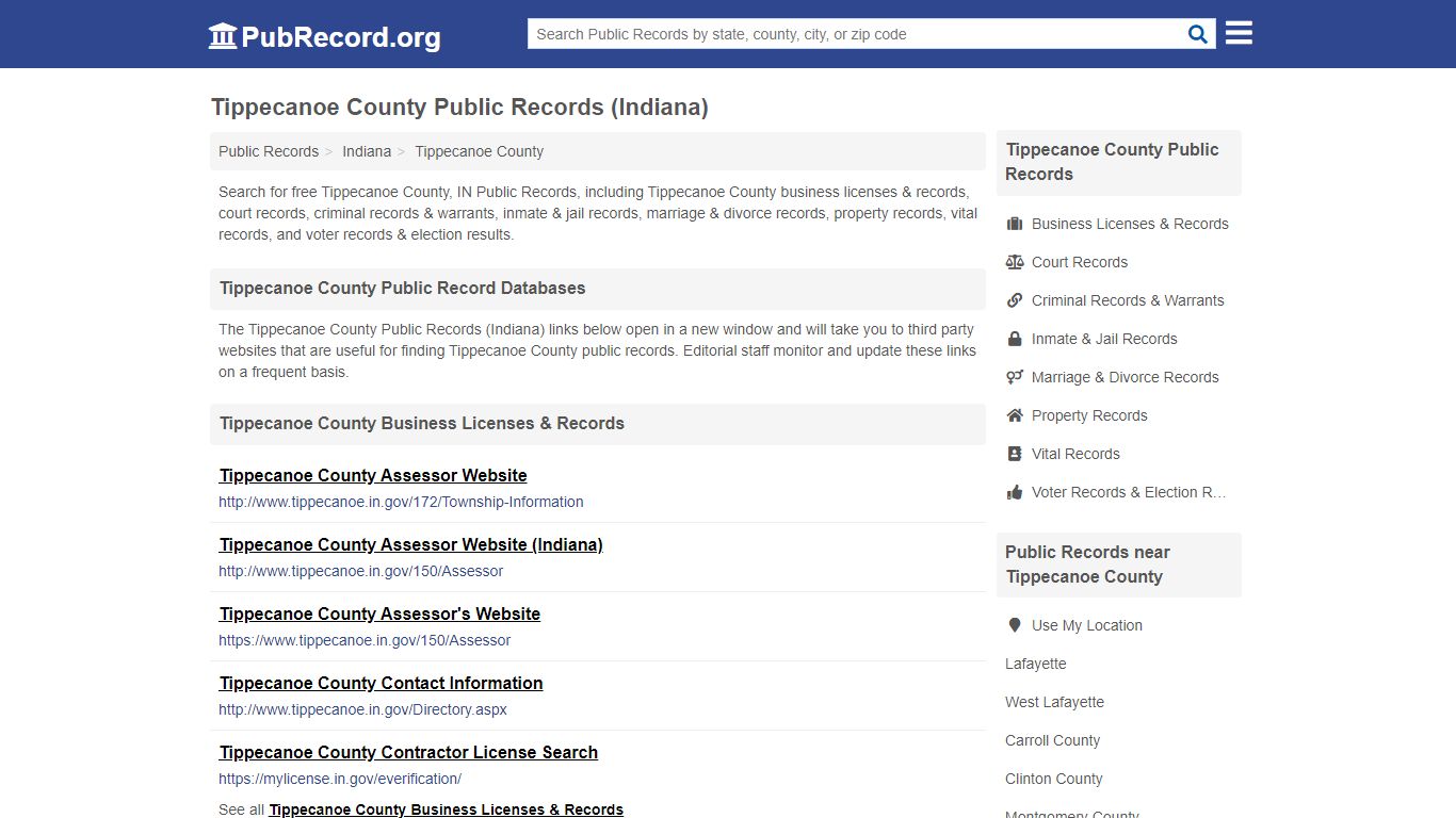 Free Tippecanoe County Public Records (Indiana Public Records)